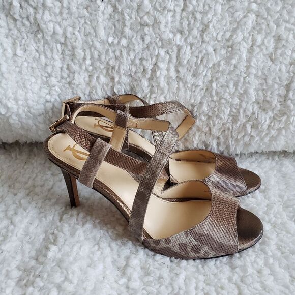 Vince Camuto Signature Snakeskin Strappy Heels - Picture 1 of 6